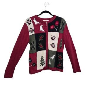 VTG NWT Croft & Barrow Sweater SZ S Full Zip Ugly Christmas Sweater Holiday